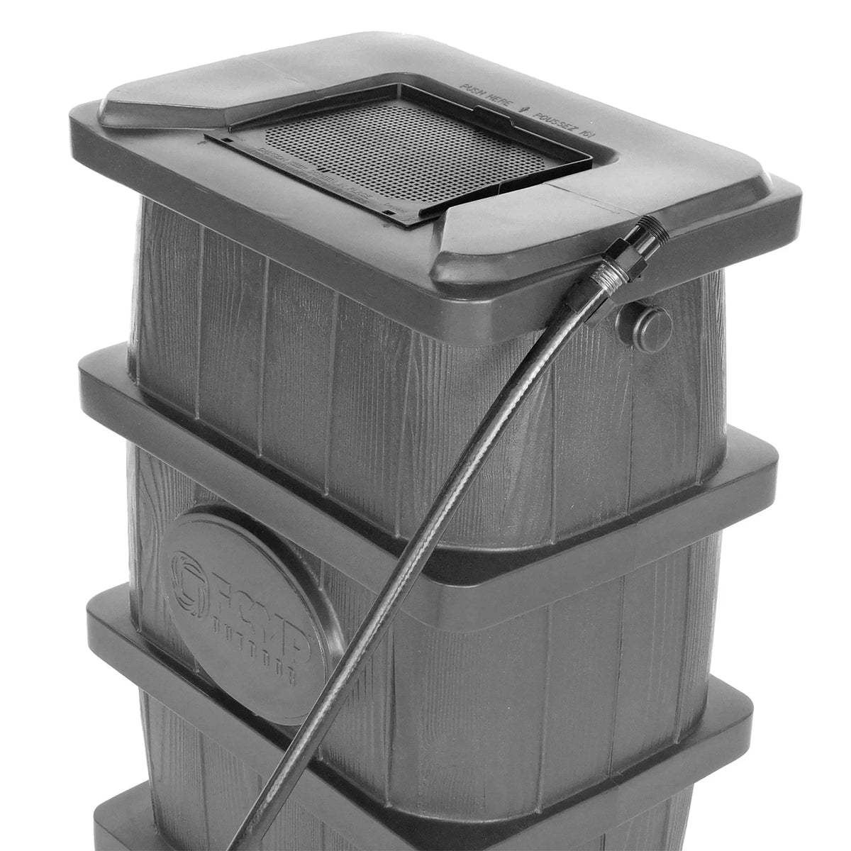 2026 NewFCMP Outdoor WG4000-GRY Home Outdoor Wood Grain Rain Water Catcher Barrel