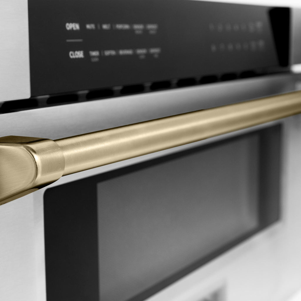 2026 NewZLINE Autograph Edition 30" 1.2 cu. ft. Built-In Microwave Drawer in Stainless Steel with Gold Accents