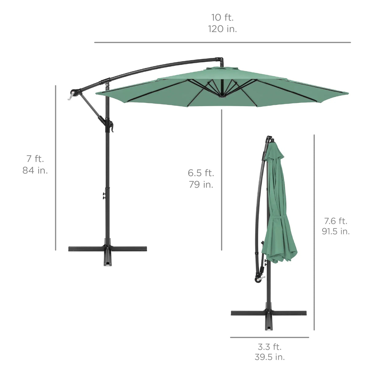 2026 NewBest Choice Products 10ft Offset Hanging Outdoor Market Patio Umbrella w/ Easy Tilt Adjustment - Tan