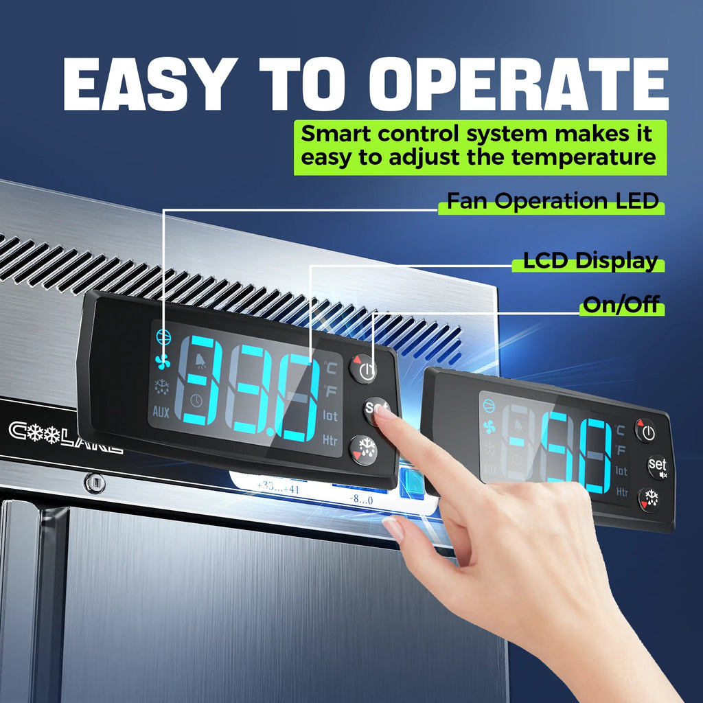 2026 New Coolake Commercial Refrigerator and Freezer Combo, 48" W Dual Temperature Zones, 36 Cu.ft 2 Door