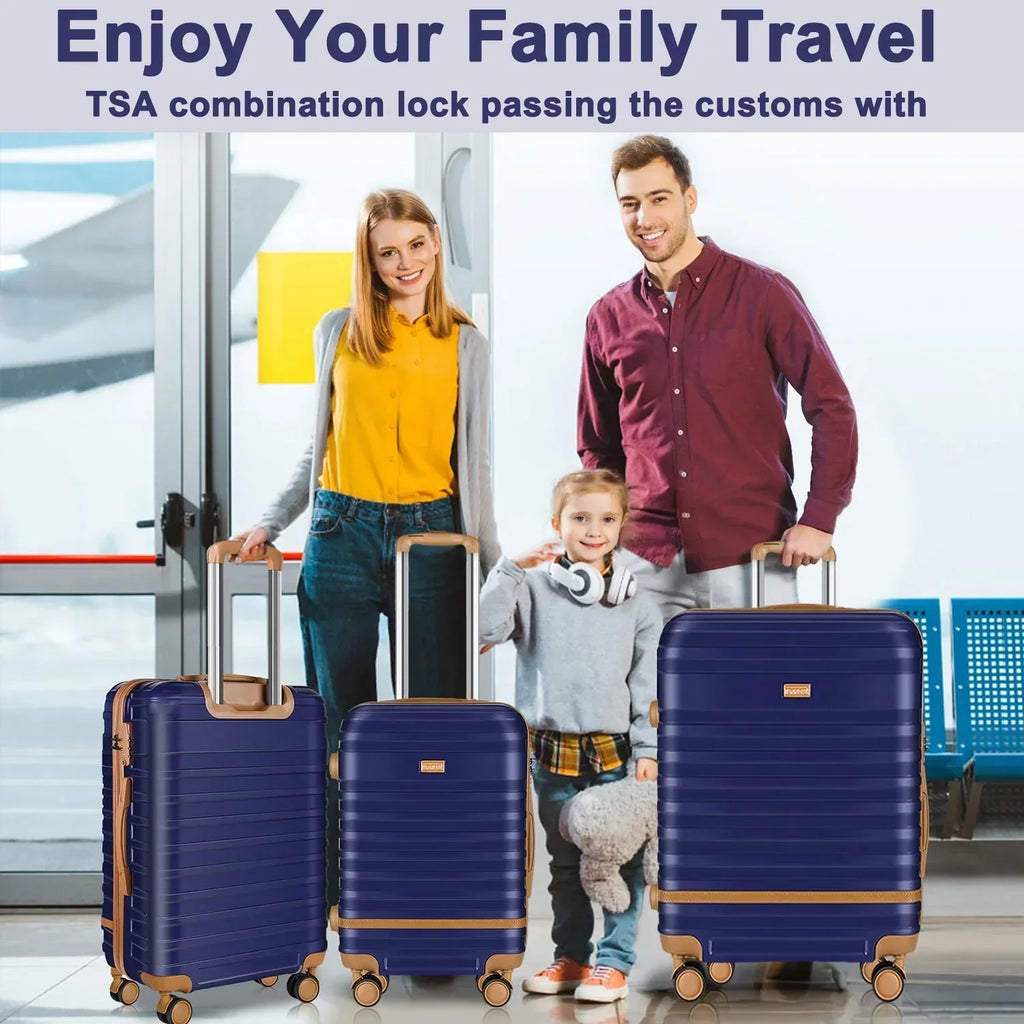 2026 New5 Piece Luggage Sets and Travel Duffel Bag, ABS Hardshell Hardside Checked Luggage with TSA Lock and Double Spinner Wheels Suitcase, Deep Blue