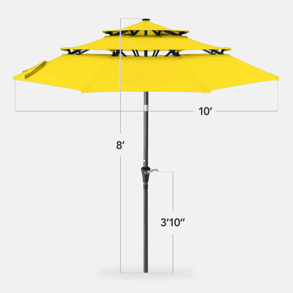 2026 NewBest Choice Products 10ft 3-Tier Patio Umbrella, Market Sun Shade w/ Tilt Adjustment, Easy Crank - Red