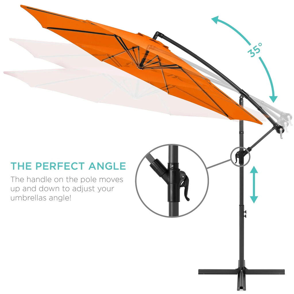 2026 NewBest Choice Products 10ft Offset Hanging Outdoor Market Patio Umbrella w/ Easy Tilt Adjustment - Tan