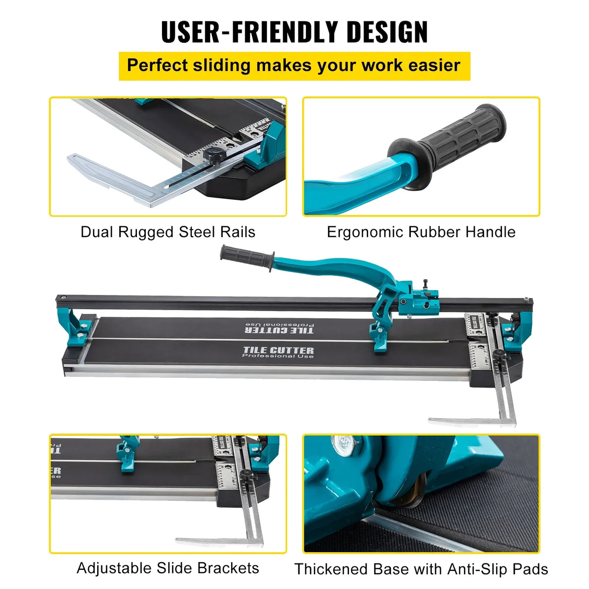 2026 NewVEVOR Tile Cutter 31 Inch,Manual Tile Cutter Single Rail with Precise Laser Positioning, Alloy Cutter Wheel with Ergonomic Handle, Accurate Rulers