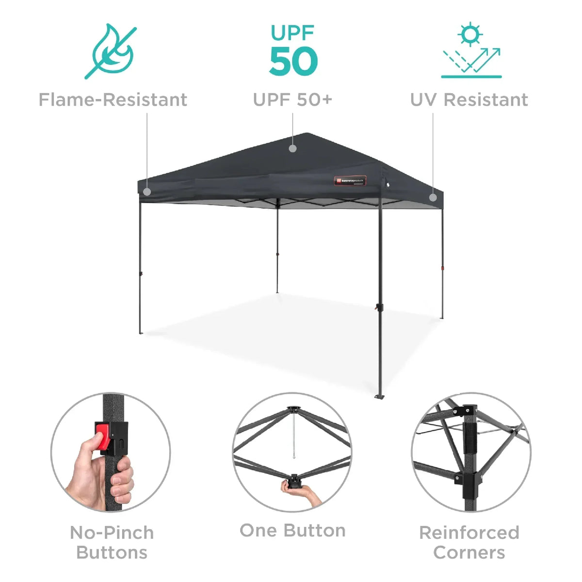 2026 NewBest Choice Products 12x12ft Easy Setup Pop Up Canopy w/ 1-Button Setup, Wheeled Case, 4 Weight Bags - Navy Blue