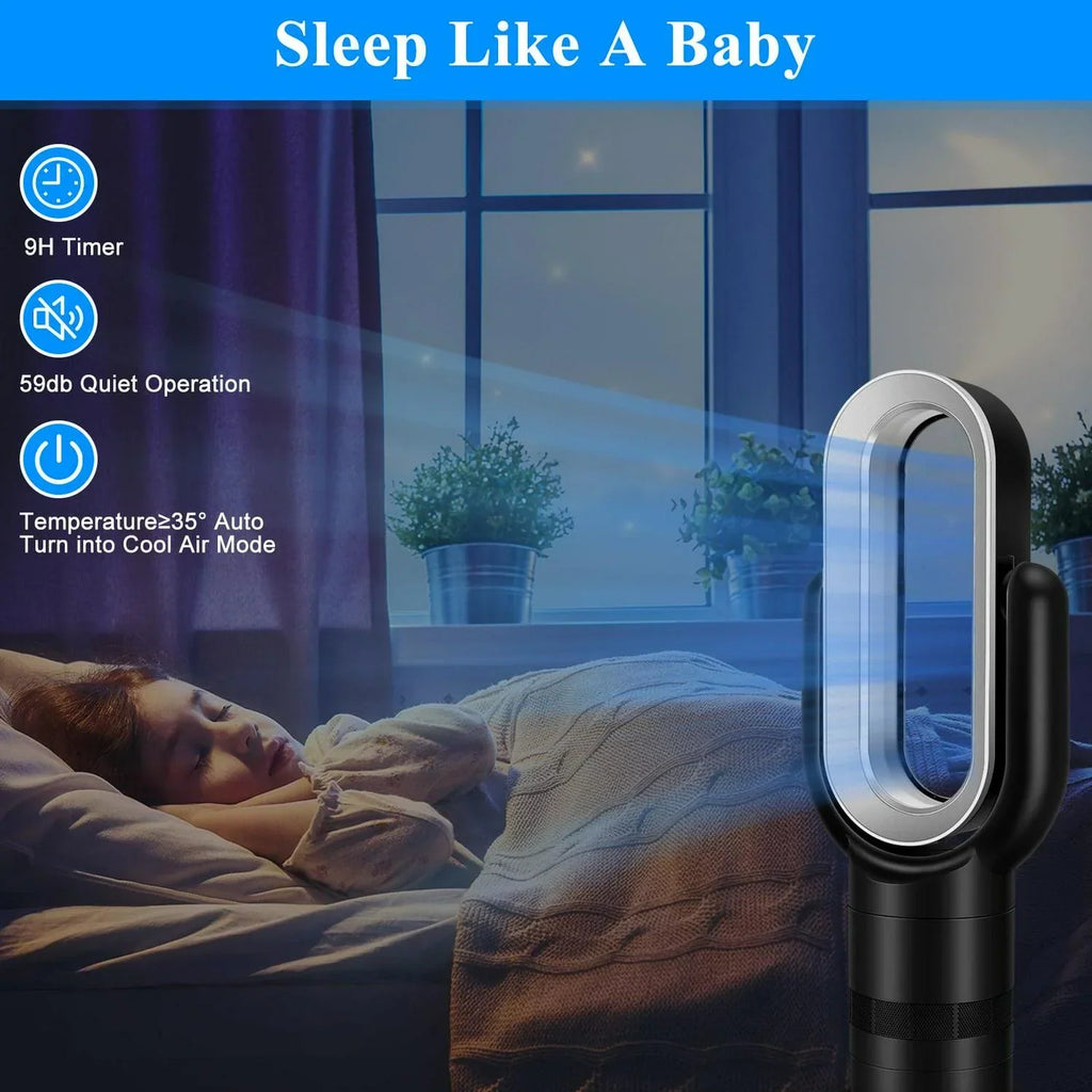 2026 NewDubbin 26 inch Space Heater Bladeless Tower Fan. Heater and Cooling Combo. with Remote Control. Black