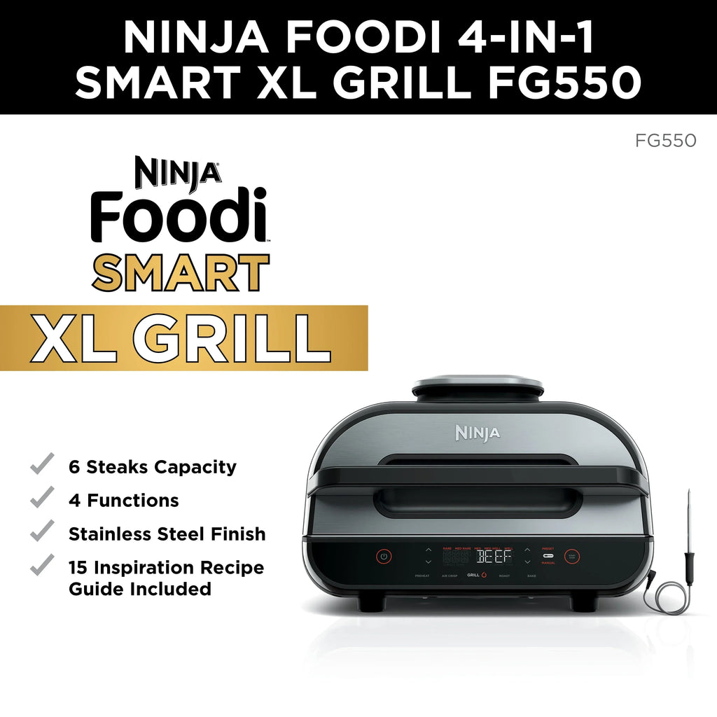 2026 NewFoodi Smart XL 4-in-1 Indoor Grill with 4-Quart Air Fryer, Roast, Bake, and Smart Cook System, FG550