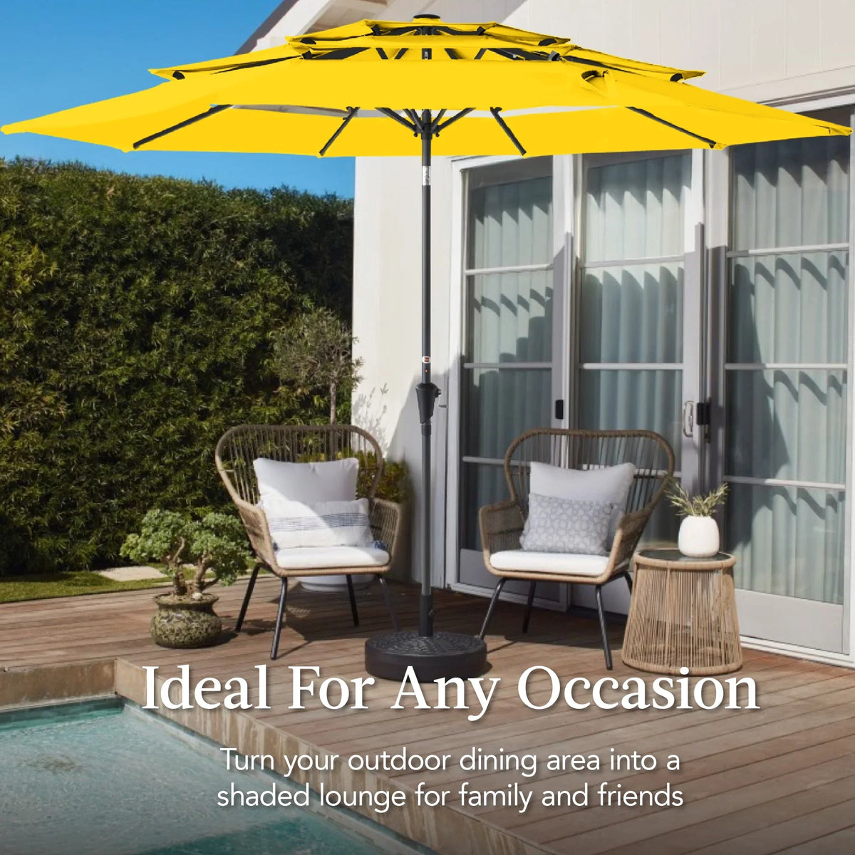 2026 NewBest Choice Products 10ft 3-Tier Patio Umbrella, Market Sun Shade w/ Tilt Adjustment, Easy Crank - Red