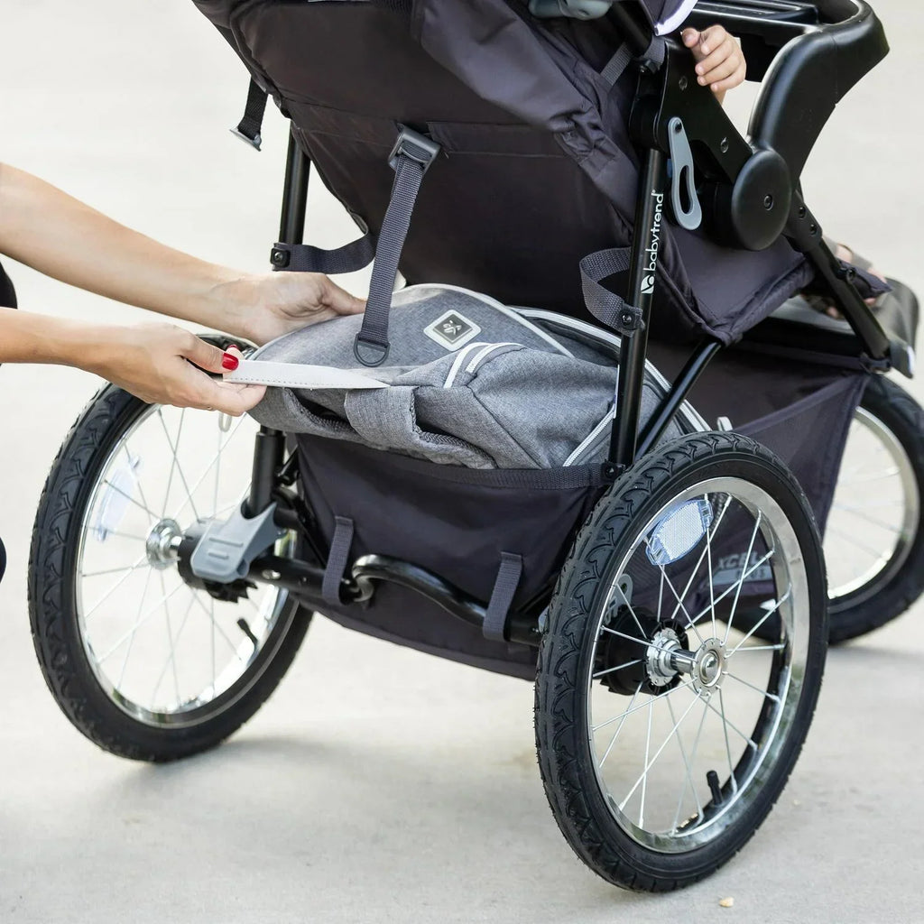2026 NewBaby Trend Xcel-R8 Plus Jogging Stroller with LED Lights. Liberty Grey