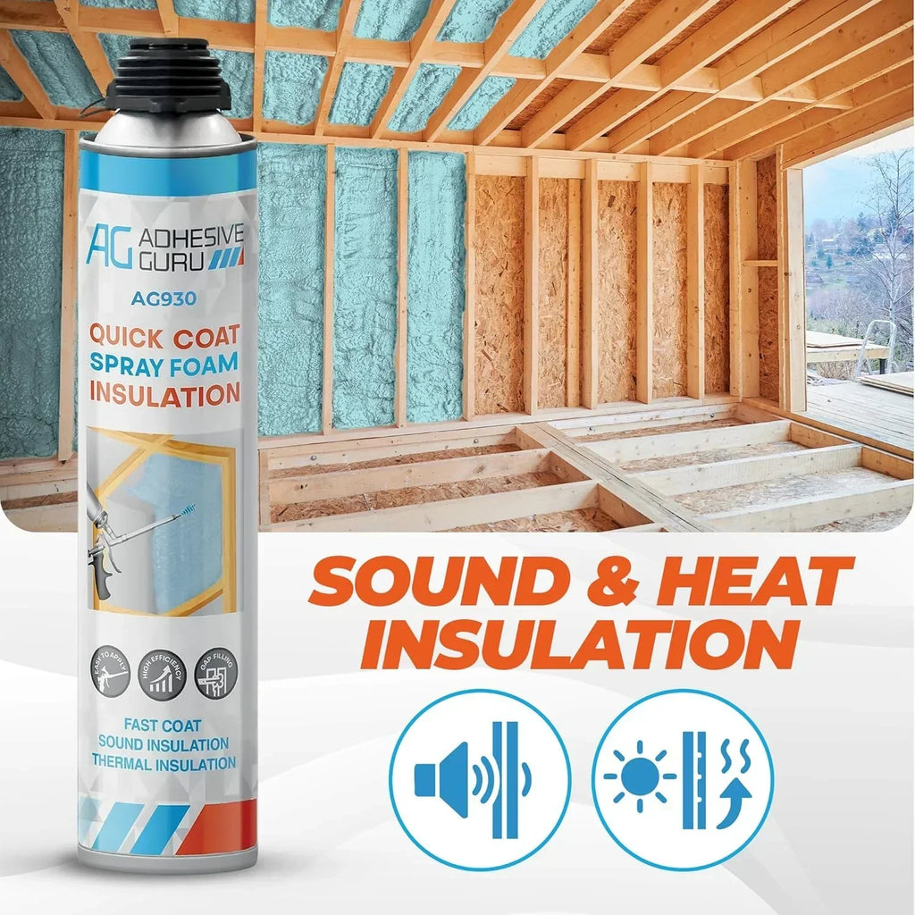 2026 NewAdhesive Guru Spray Foam Insulation Kit (18 x 32.80 oz/930 gr - 360 Board feet), Self-Expanding Adhesive Foam, Closed Cell Heat Insulation & Acustic Spray with Cleaner and Dispensing Gun- 18 Pack