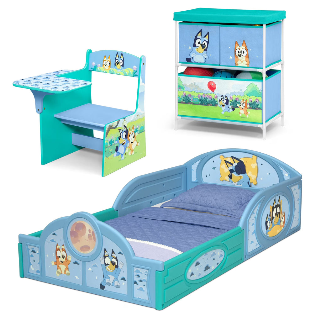 2026 NewBluey 3-Piece Toddler Bedroom Set by Delta Children, Blue