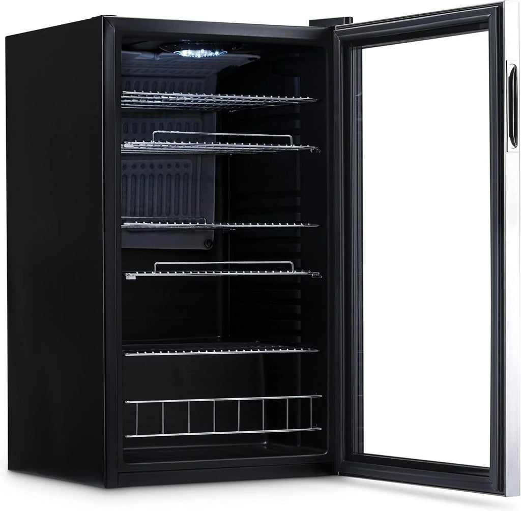 2026 NewBeverage Refrigerator Cooler | 126 Cans Free Standing with Right Hinge Glass Door | Mini Fridge Beverage Organizer Perfect For Beer, Wine, Soda, And Cooler Drinks