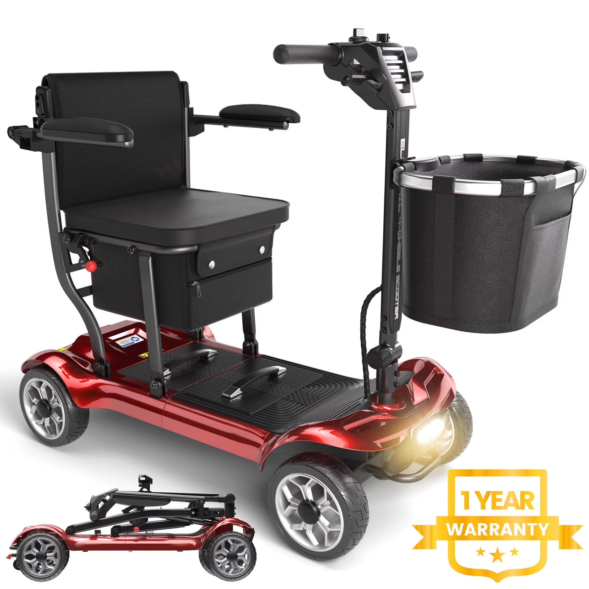 2026 NewEAGLOG Light Weight 4 Wheels Mobility Scooter for Seniors, Electric Folding Wheelchair Device for Travel, Black