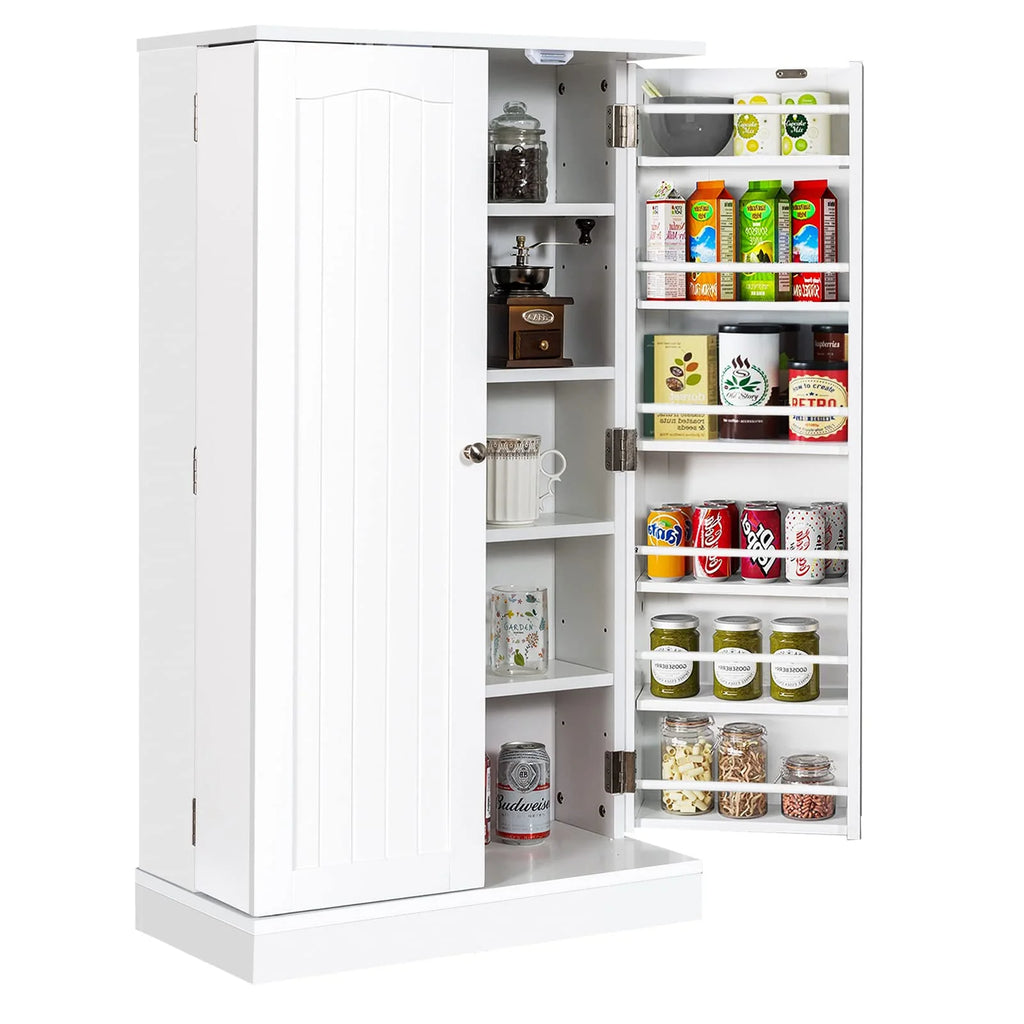 Giantex 2-Door Pantry Cabinet w/ 6 Adjustable Shelves, 17-Tier Buffet Sideboard, Kitchen Storage Cabinet