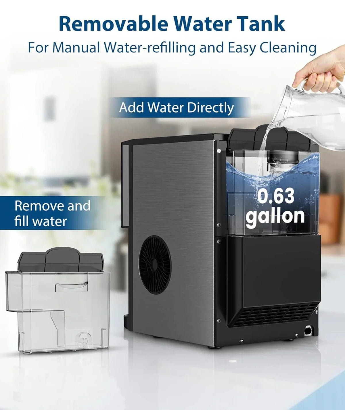 2026 New44lbs/24H Nugget Ice Maker Countertop Dispenser
