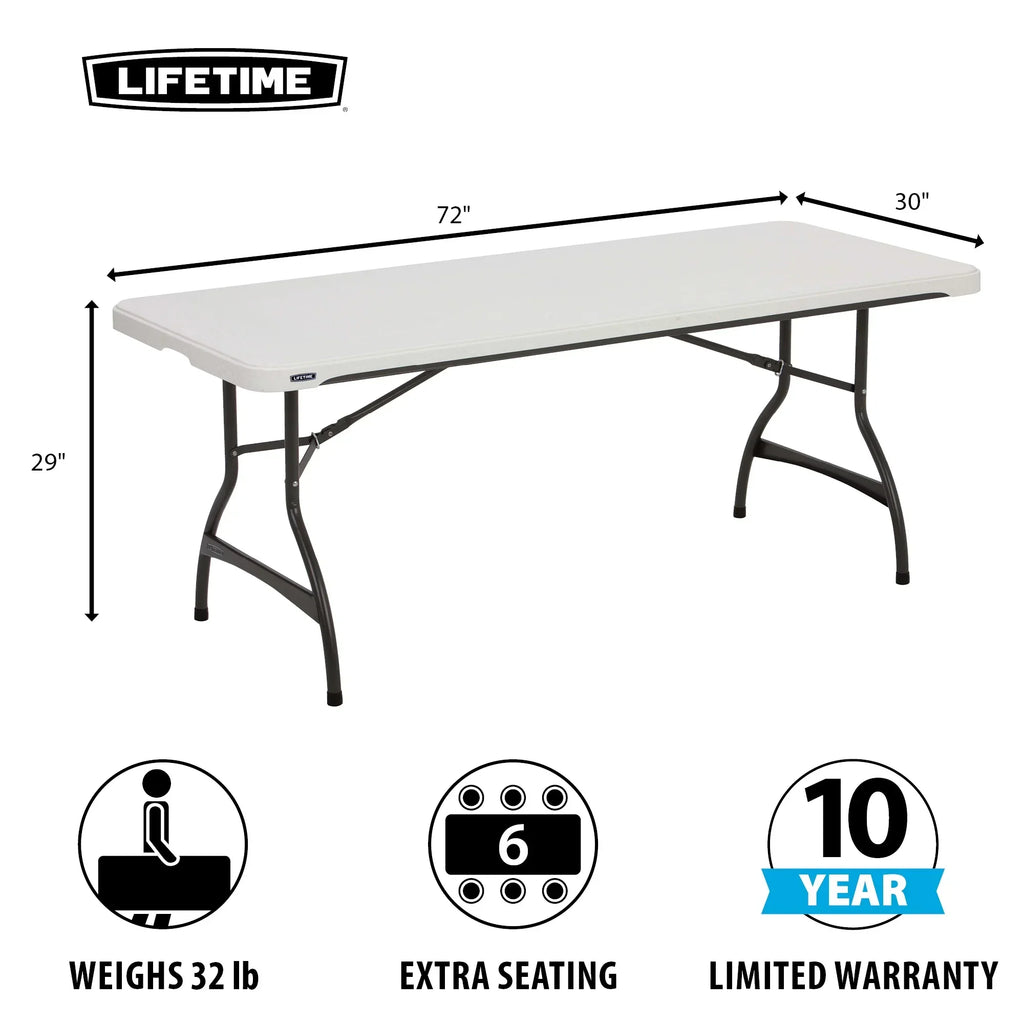 Lifetime 6 Foot Rectangle Folding Table, Indoor/Outdoor Commercial Grade, Black (280350)