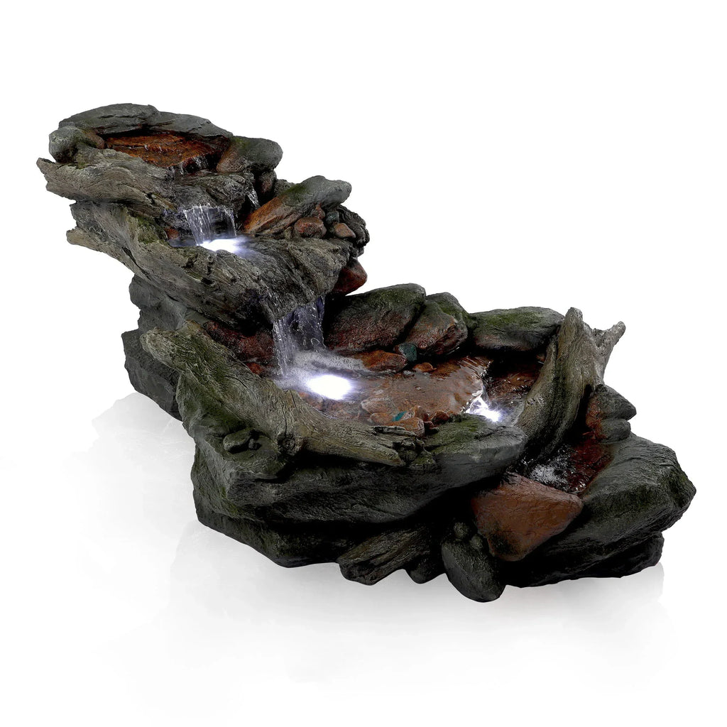 2026 NewAlpine Corporation Outdoor 3-Tier Rainforest Rock Water Fountain with LED Lights