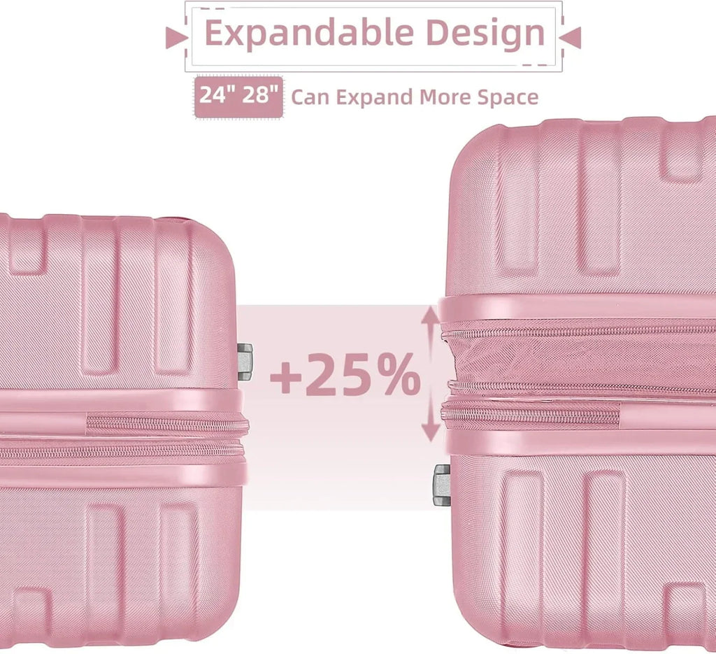 2026 New6-Piece Hardshell Luggage Set with Expandable Spinner Suitcases & TSA Lock, 25% Extra Capacity, Duffel Bag & Toiletry Kit, Cream ABS Suitcases
