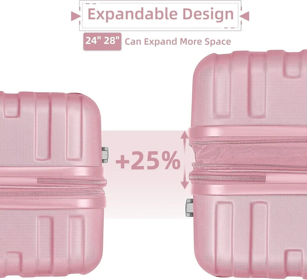 2026 New6-Piece Hardshell Luggage Set with Expandable Spinner Suitcases & TSA Lock, 25% Extra Capacity, Duffel Bag & Toiletry Kit, Cream ABS Suitcases