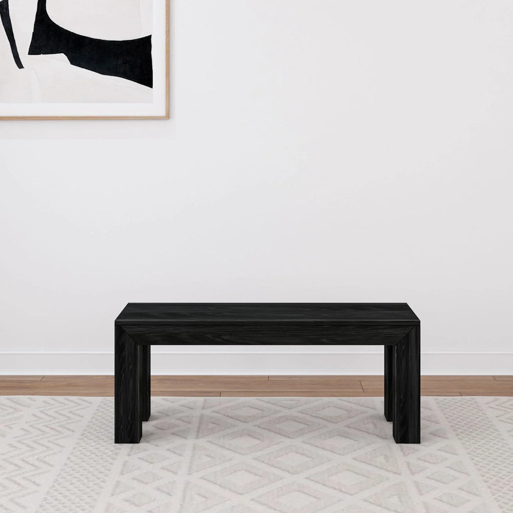2026 New Plank+Beam Modern Dining Bench, Solid Wood Bench for Dining Table, 49", Blonde Wirebrush