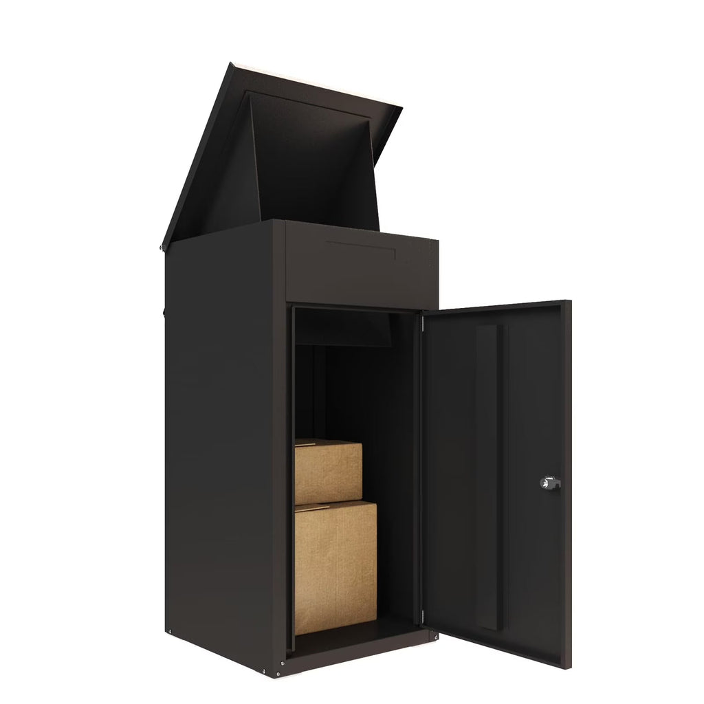2026 NewAECOJOY Package Delivery Boxes for Outside Parcel Drop Box Outdoor Storage Box Wall Mounted Express Mail Package Delivery Box 17" x 16" x 38.3" Black