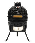2026 NewVESSILS 9.8-inch W Kamado Charcoal BBQ Grill – Heavy Duty Ceramic Barbecue Smoker and Roaster with Built-in Thermometer and Stainless Steel Grate (13 Inch Stand, Black)