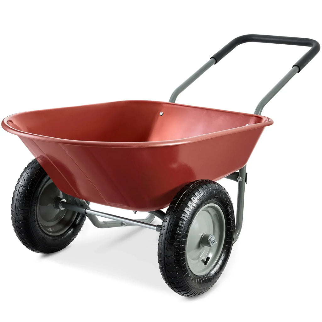 2026 NewBest Choice Products Dual-Wheel Home Wheelbarrow Yard Garden Cart for Lawn, Construction - Green