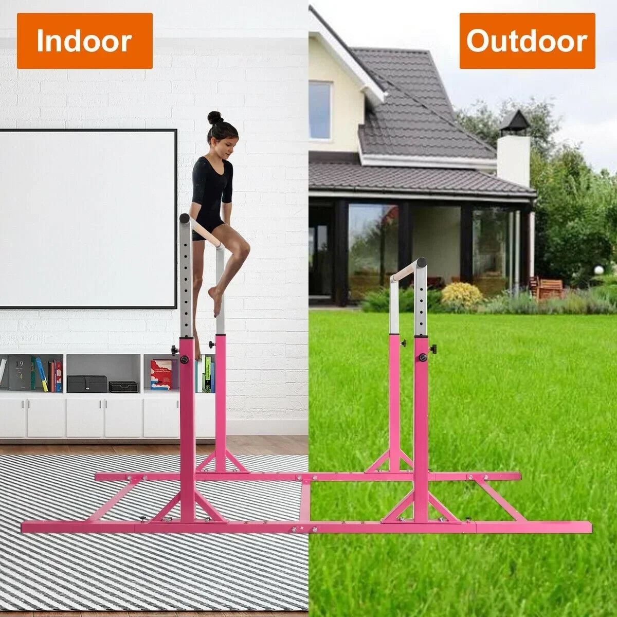2026 NewCostway Kids Gymnastics Parallel Bars Double Horizontal Bars Adjustable Width Height