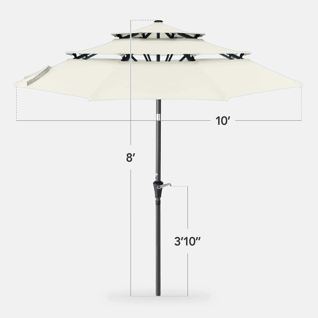 2026 NewBest Choice Products 10ft 3-Tier Patio Umbrella, Market Sun Shade w/ Tilt Adjustment, Easy Crank - Red