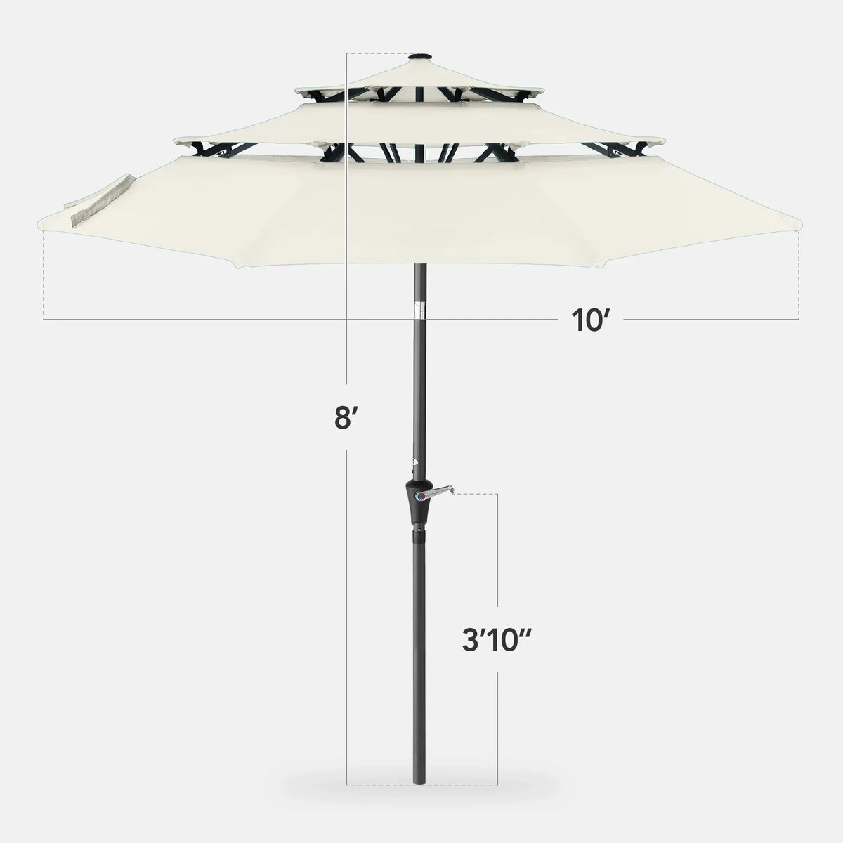 2026 NewBest Choice Products 10ft 3-Tier Patio Umbrella, Market Sun Shade w/ Tilt Adjustment, Easy Crank - Red