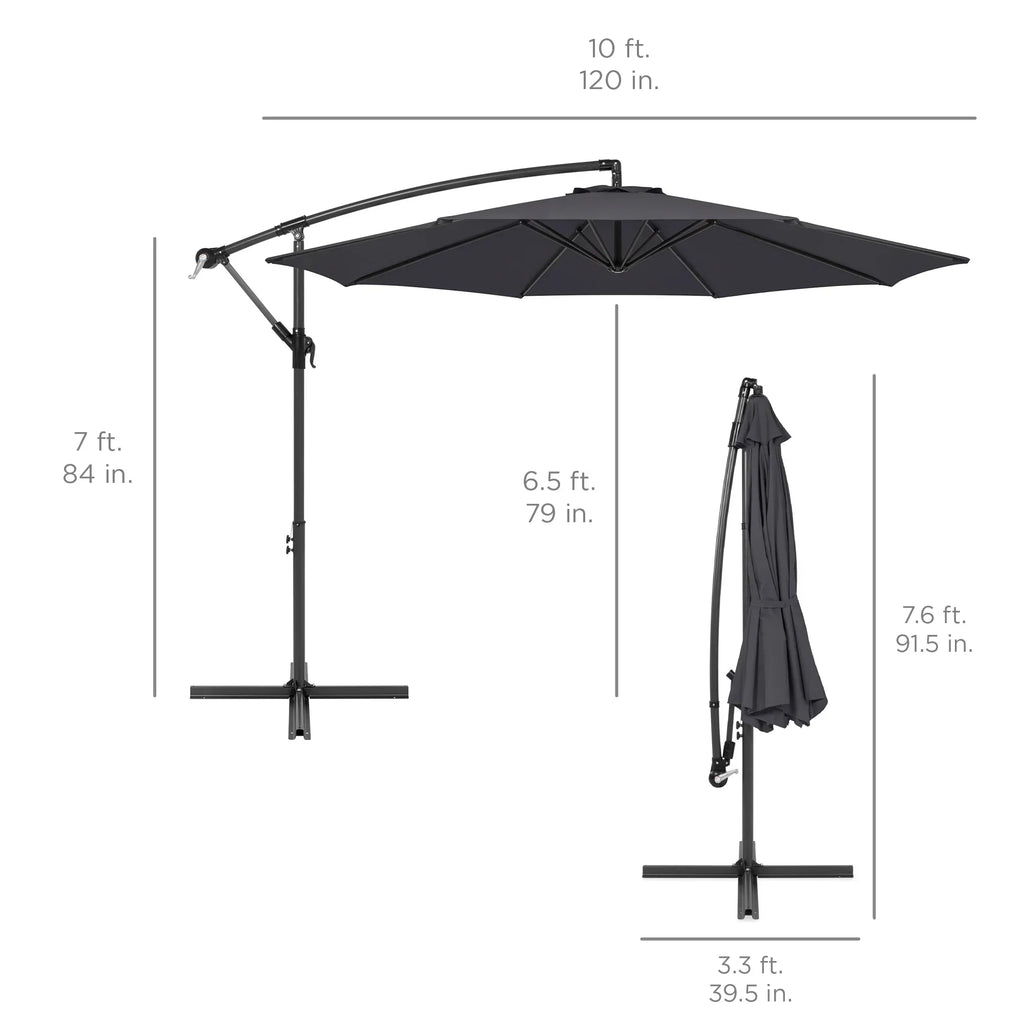 2026 NewBest Choice Products 10ft Offset Hanging Outdoor Market Patio Umbrella w/ Easy Tilt Adjustment - Tan
