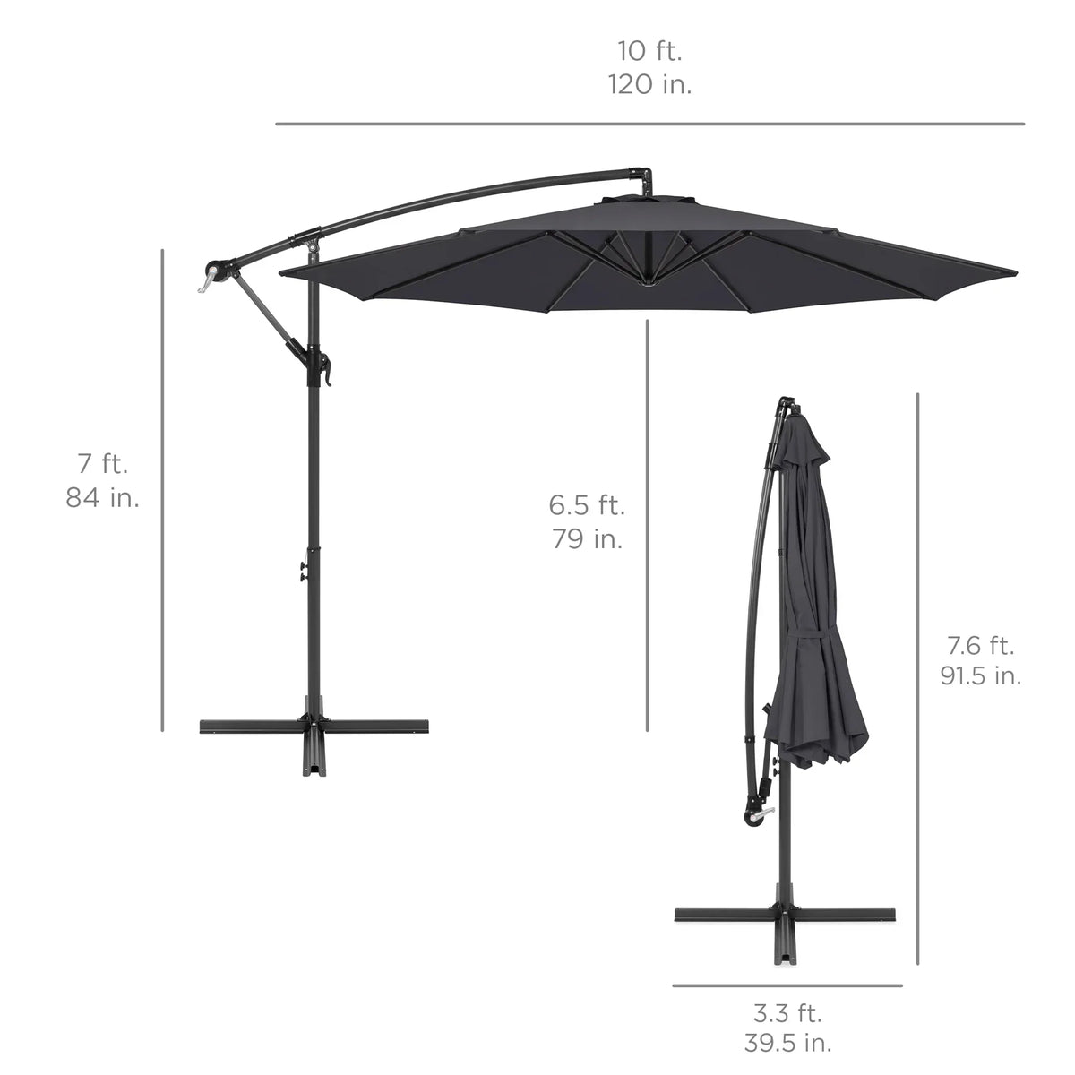 2026 NewBest Choice Products 10ft Offset Hanging Outdoor Market Patio Umbrella w/ Easy Tilt Adjustment - Tan