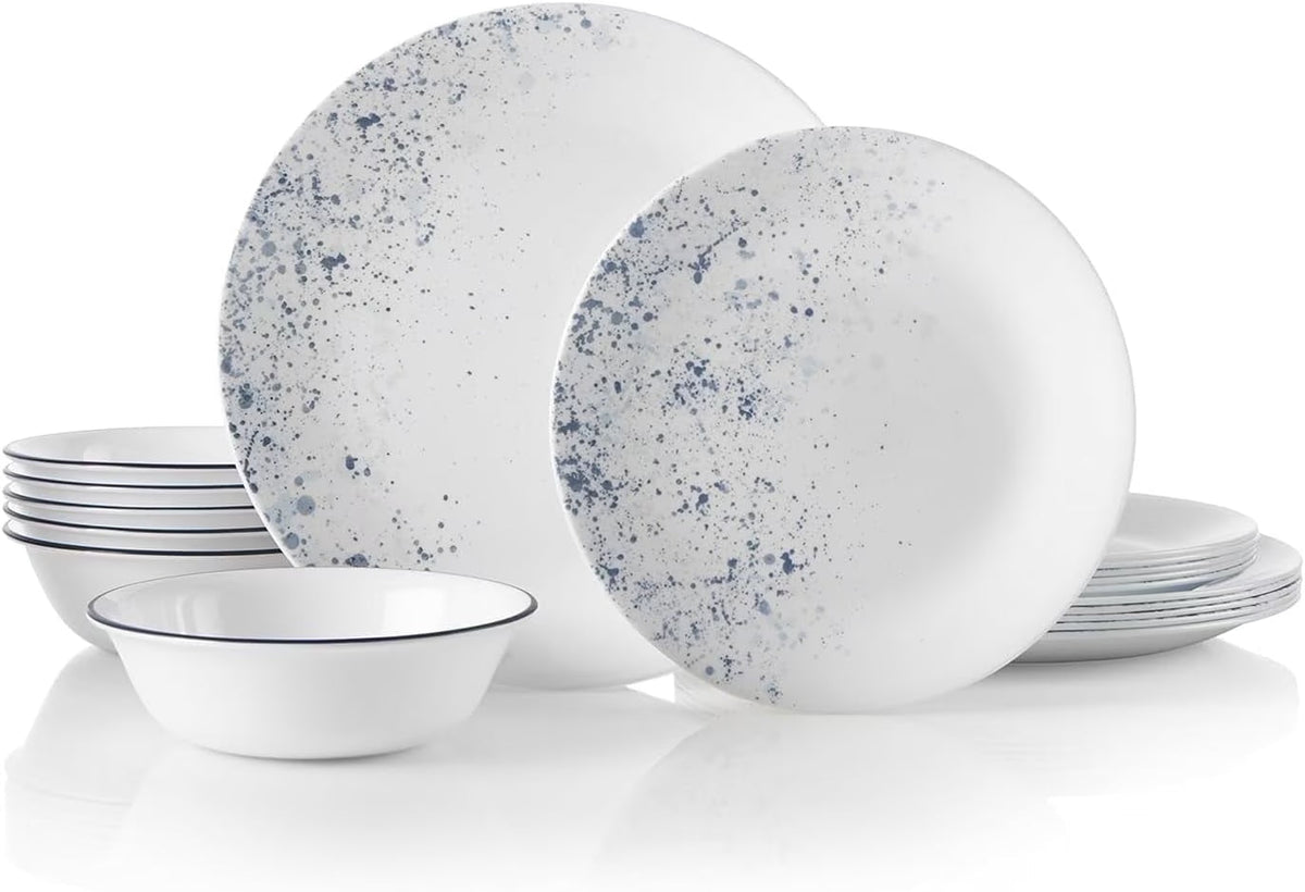 2026 NewCorelle Indigo Speckle 18-Piece Glass Dinnerware Set (Service for 6)