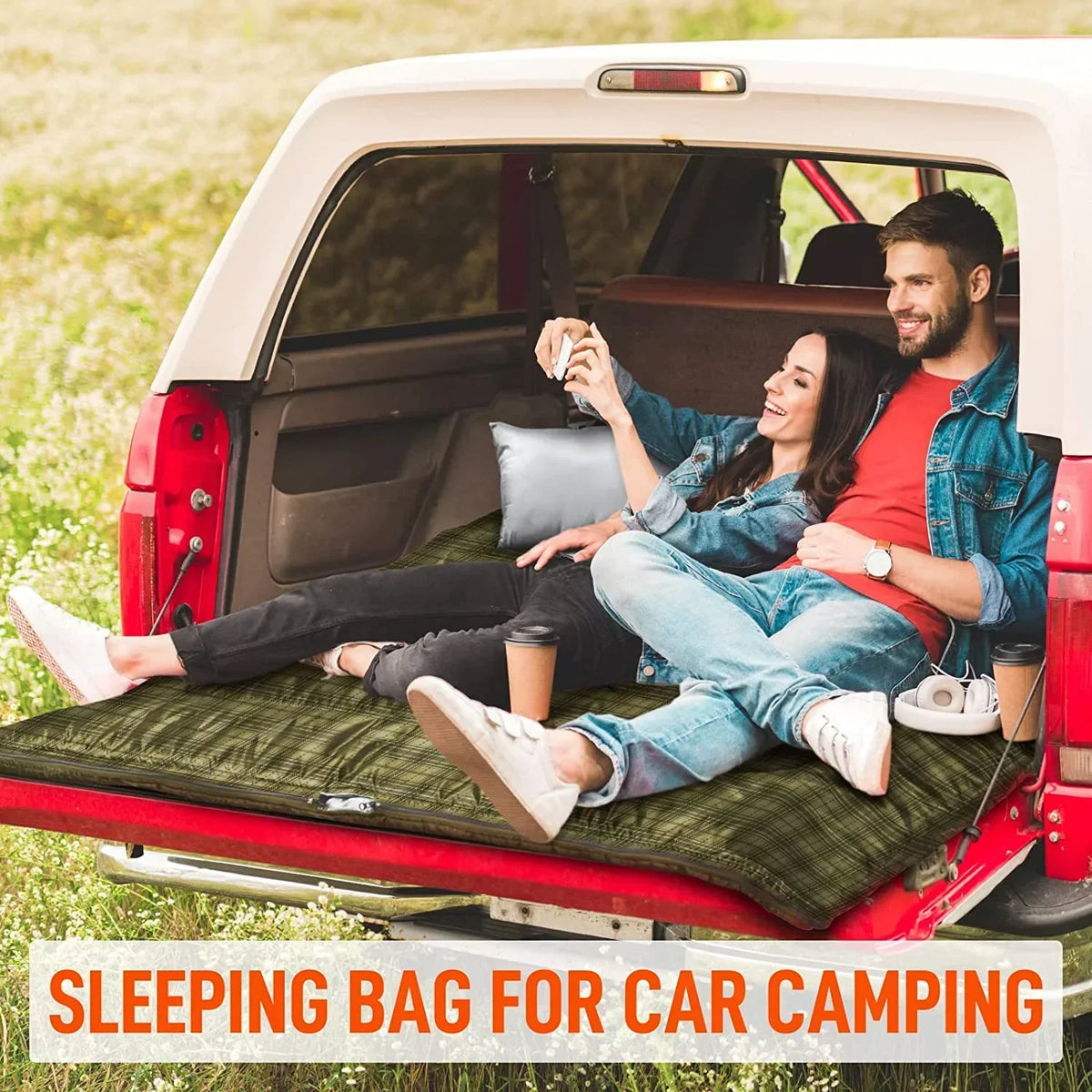2026 NewDouble Sleeping Bag for Adults Mens with Pillow, XL Queen Size Two Person Sleeping Bag for All Season Camping Hiking Backpacking 2 Person Sleeping Bags for Cold Weather & Warm