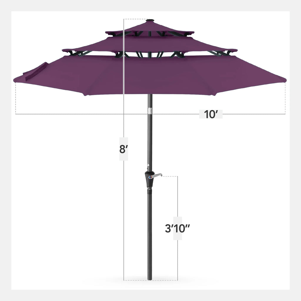 2026 NewBest Choice Products 10ft 3-Tier Patio Umbrella, Market Sun Shade w/ Tilt Adjustment, Easy Crank - Red