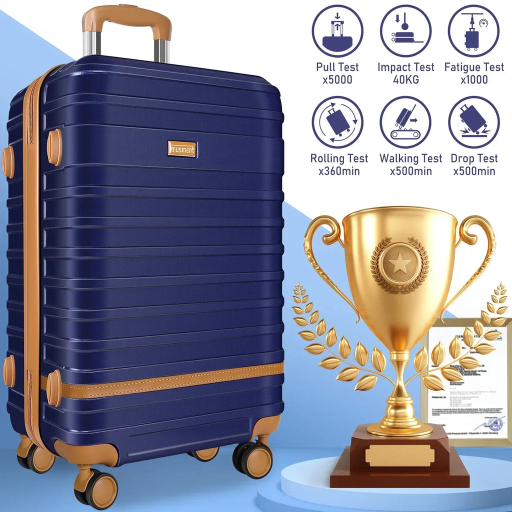2026 New5 Piece Luggage Sets and Travel Duffel Bag, ABS Hardshell Hardside Checked Luggage with TSA Lock and Double Spinner Wheels Suitcase, Deep Blue
