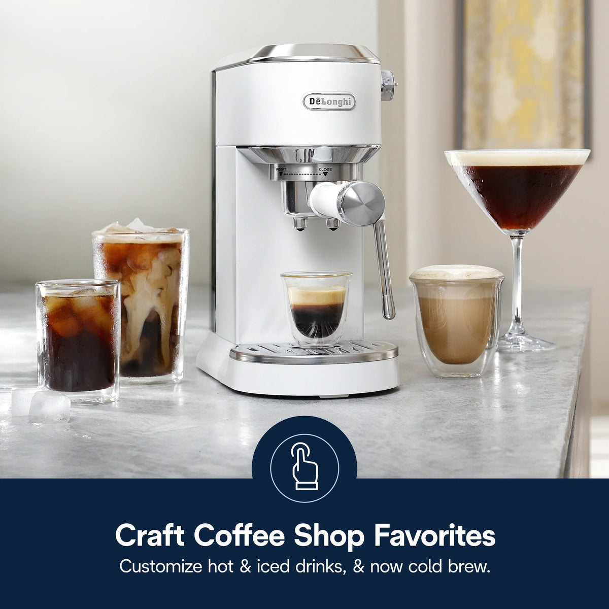 2026 NewDe’Longhi Dedica Duo Espresso Machine, Compact Size with Built in Frother for Latte Art, Brew Espresso, Cold Brew, Lattes & More, Stainless Steel