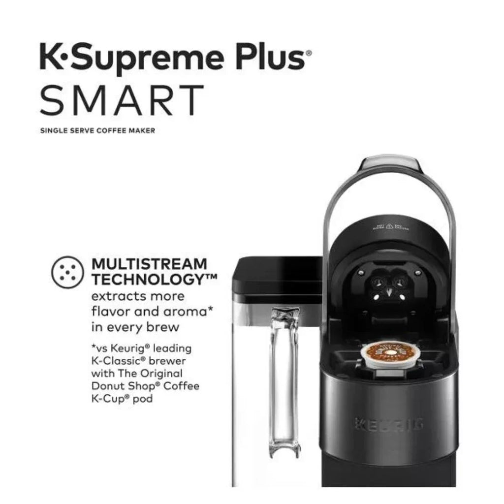 2026 NewKeurig K-Supreme Plus Smart Single Serve Coffee Maker with BrewlD, 5 Cup Sizes, 5 Brewing Options, and 6 Temperature Settings (Black Stainless)
