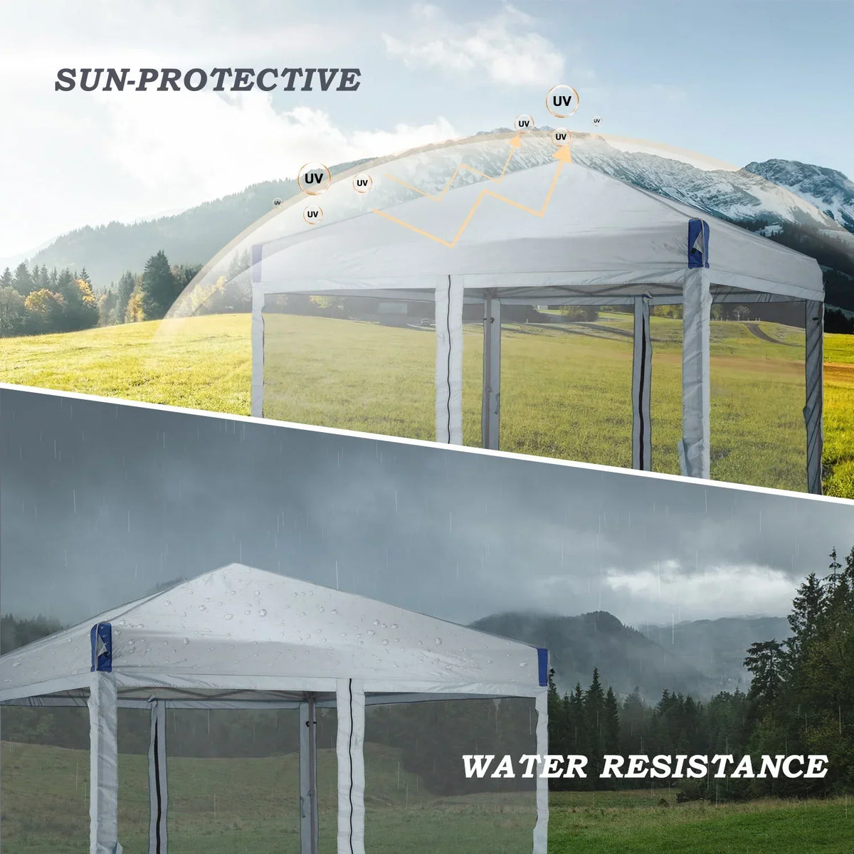 2026 NewAoodor 12'x12' Pop Up Canopy with Removable Mesh Sidewalls, Outdoor Portable Instant Shelter Tent-Black
