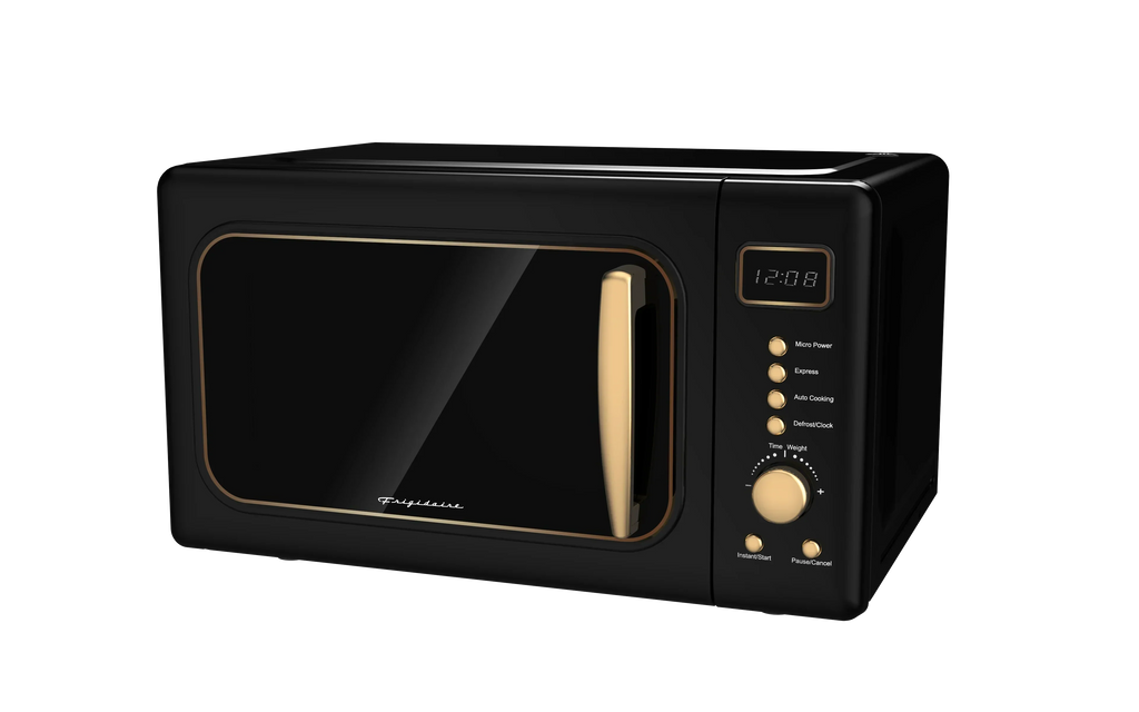 2026 NewFrigidaire 0.7 Cu. Ft. Retro Countertop Microwave Oven, Black and Gold