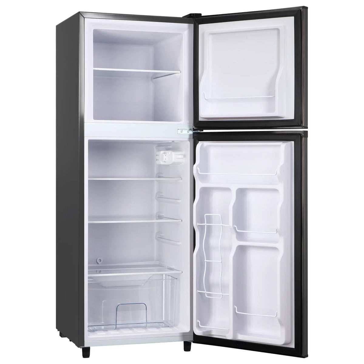 2026 New4.5 Cu.ft Compact Refrigerator 2 Door with Freezer,7 Adjustable Thermostat & 4 Removable Glass Shelves,Large Size Refrigerator for Garage/Bedroom/Kitchen/Apartment and Office,Grey