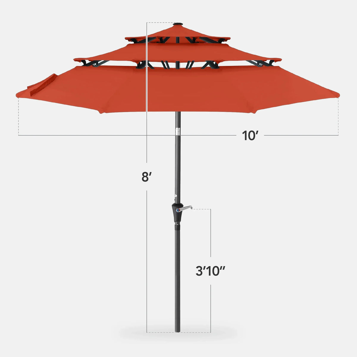 2026 NewBest Choice Products 10ft 3-Tier Patio Umbrella, Market Sun Shade w/ Tilt Adjustment, Easy Crank - Red