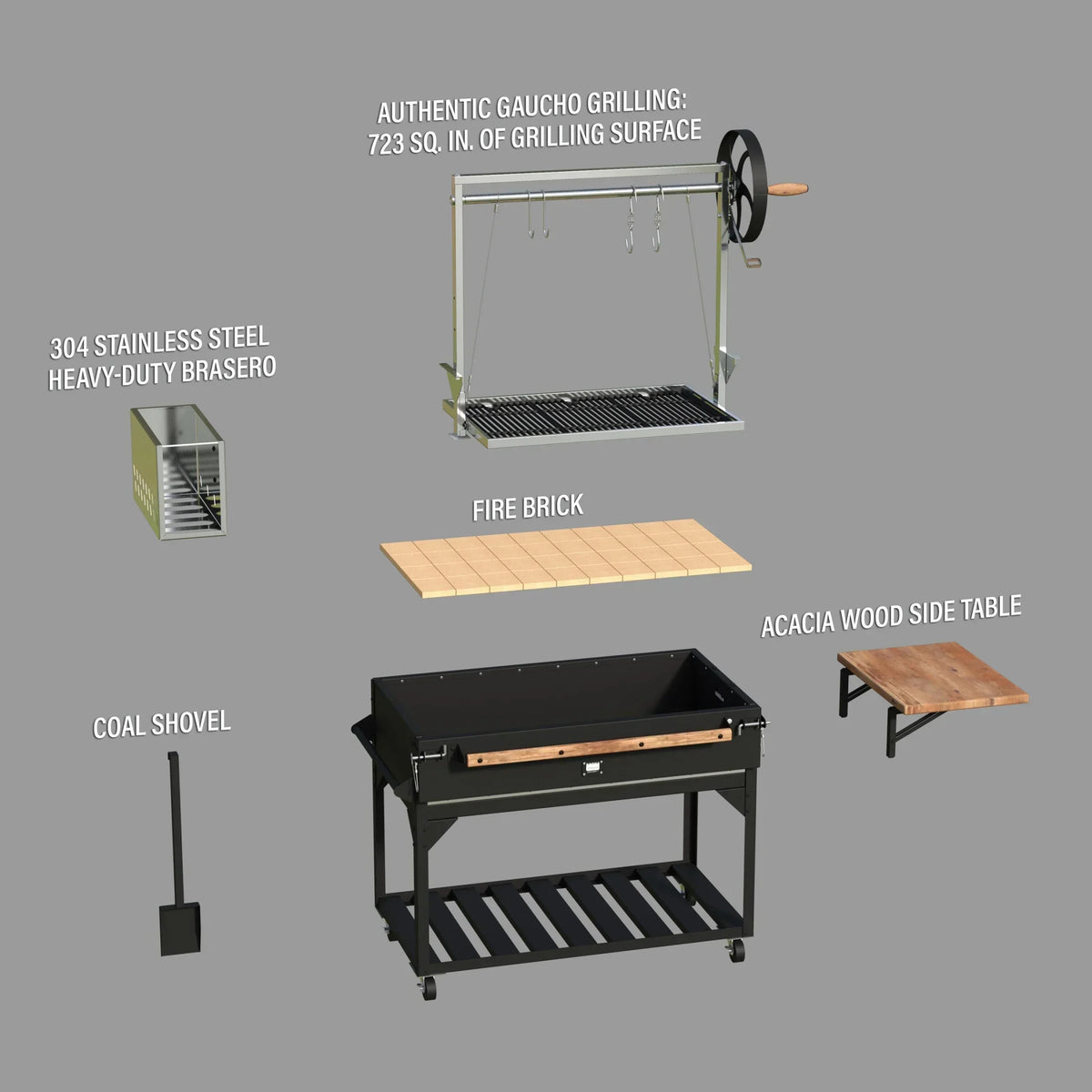 2026 NewBackyard Discovery Argentine Santa Maria Wood Fire & Charcoal Steel BBQ Grill, Brasero