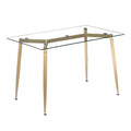 2026 New  Modern Glass Dinner Table, 8MM Black Tempered Glass Sturdy Table Top, Dining Table Iron Tube Legs w/ Wood Pattern, for Home, Kitchens, Dining Rooms