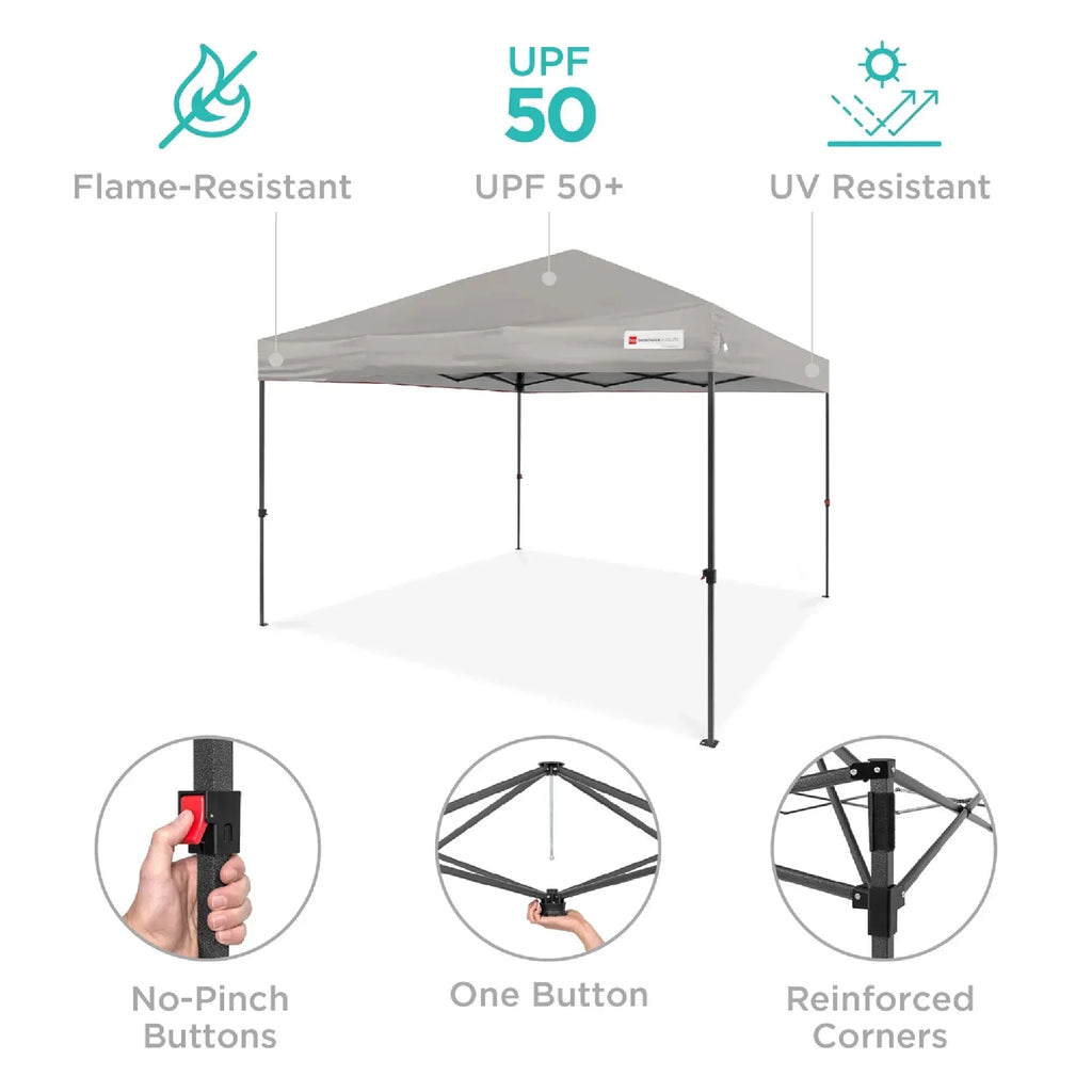 2026 NewBest Choice Products 12x12ft Easy Setup Pop Up Canopy w/ 1-Button Setup, Wheeled Case, 4 Weight Bags - Navy Blue