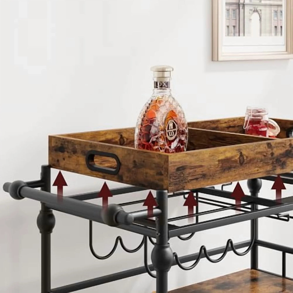 2026 New IDEALHOUSE Bar Cart, Bar Carts for The Home, 3 Tier Bar Cart with Wheels, Portable Home Bar & Serving Carts