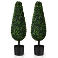 2026 NewCostway 2 Pack 3FT Artificial Tower Topiary Tree UV Resistant Indoor Outdoor