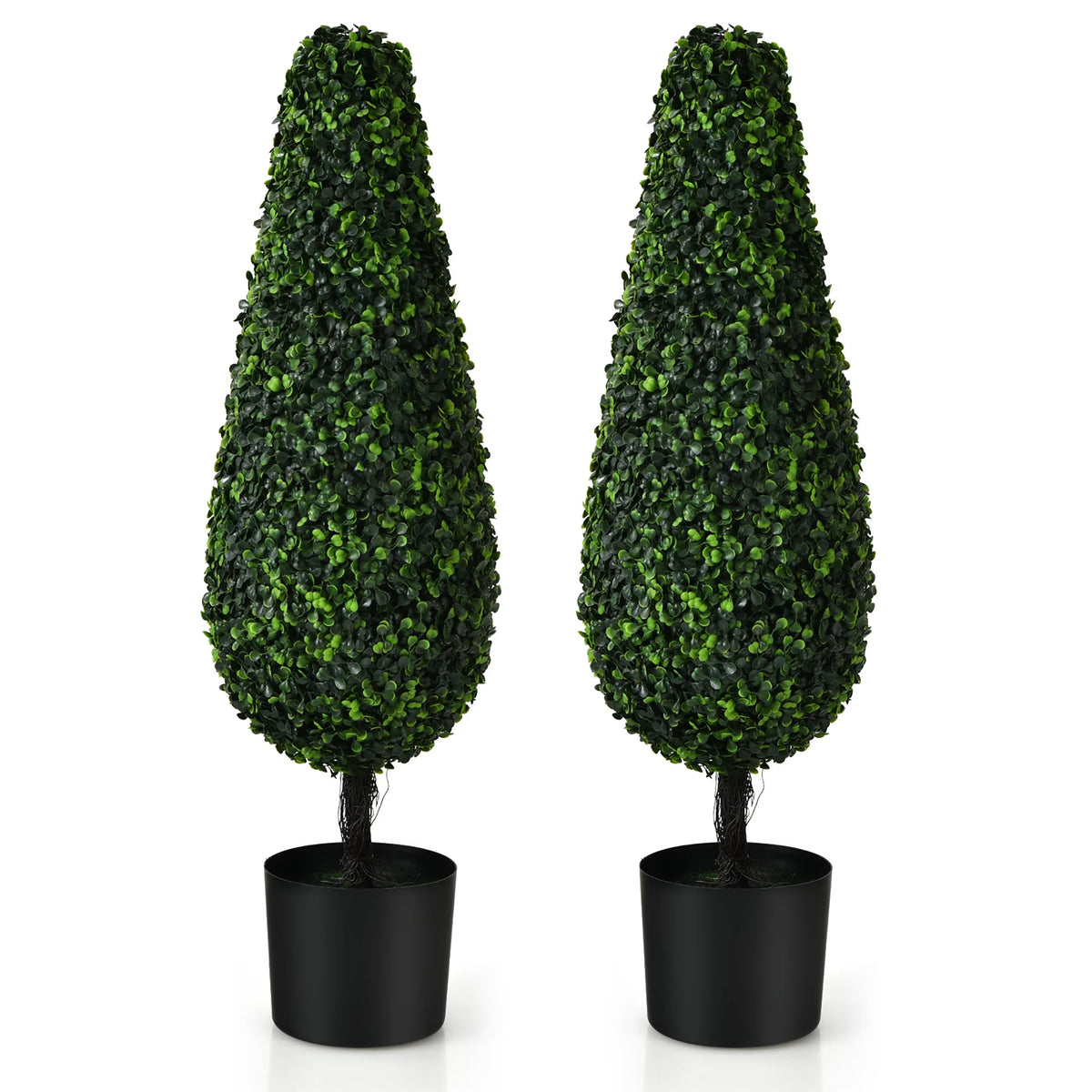 2026 NewCostway 2 Pack 3FT Artificial Tower Topiary Tree UV Resistant Indoor Outdoor