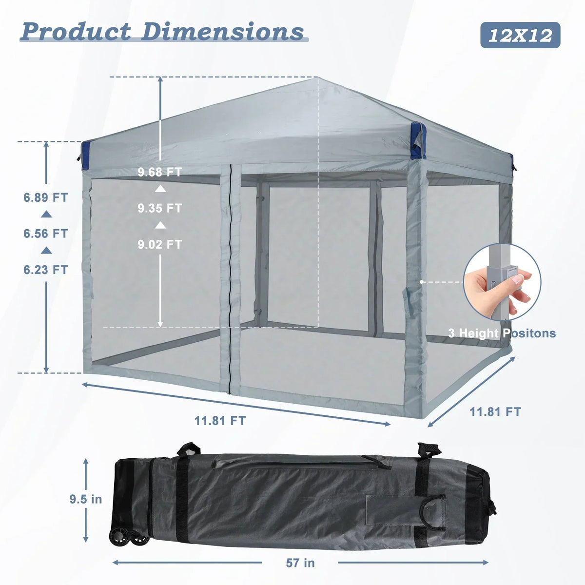 2026 NewAoodor 12'x12' Pop Up Canopy with Removable Mesh Sidewalls, Outdoor Portable Instant Shelter Tent-Black