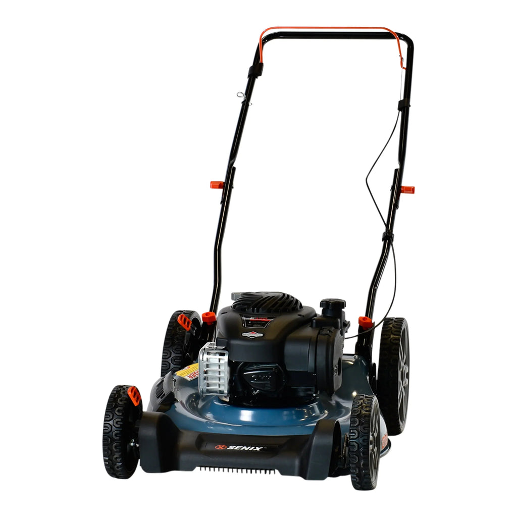 2026 NewSENIX Gas Lawn Mower, 21-Inch, 125 cc 4-Cycle Briggs & Stratton Engine, 2-In-1 Push Lawnmower, 6-Position Height Adjustment with 11-Inch Rear Wheels, LSPG-M4, Blue